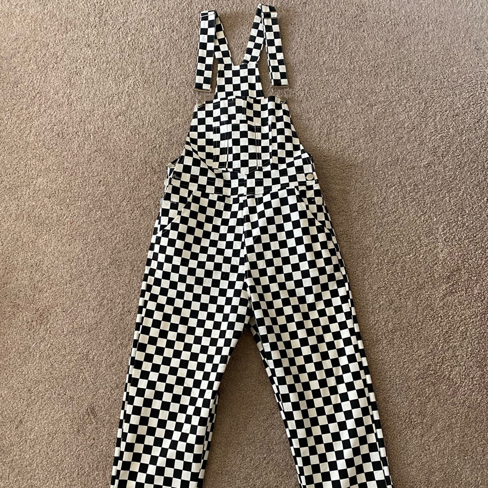Dolls Kill Checkered Overalls, Size M.